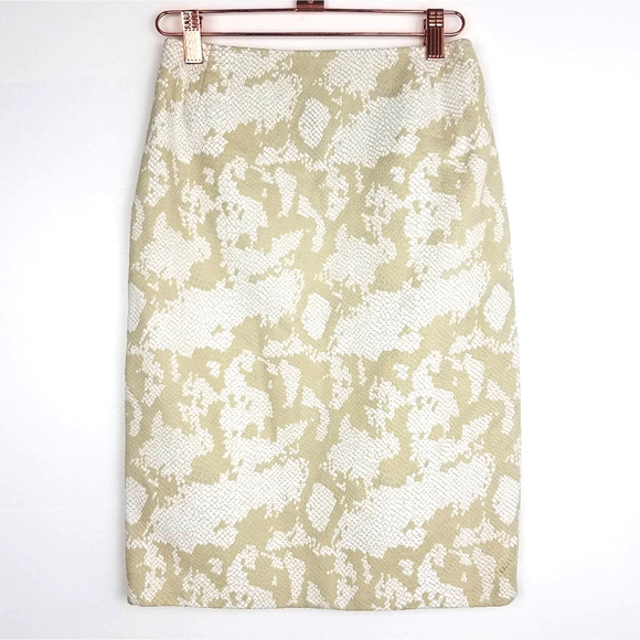 EscadaSnakeskin Print Skirt Leather Tan White